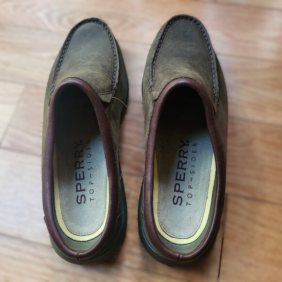Sperry Men’s Waxed Nubuck Leather Slip on Loafers Size 6.5 NWOT Dark Brown - Picture 3 of 6